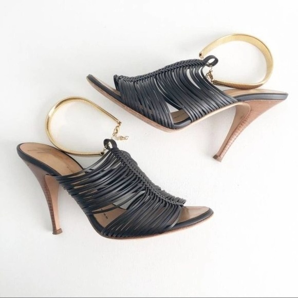 Giuseppe Zanotti Pissi Gold Ankle Band Leather Heeled Strap Sandals 36.5 / 6.5 - Picture 2 of 12